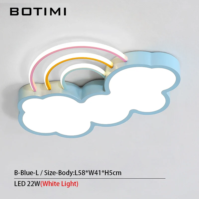 B-Blue-L White Light BOTIMI детский потолочный светильник в форме звезд для спальни, мультяшный облачный светильник для мальчиков, милый розовый потолочный светильник для девочек - Цвет корпуса: B-Blue-L White Light