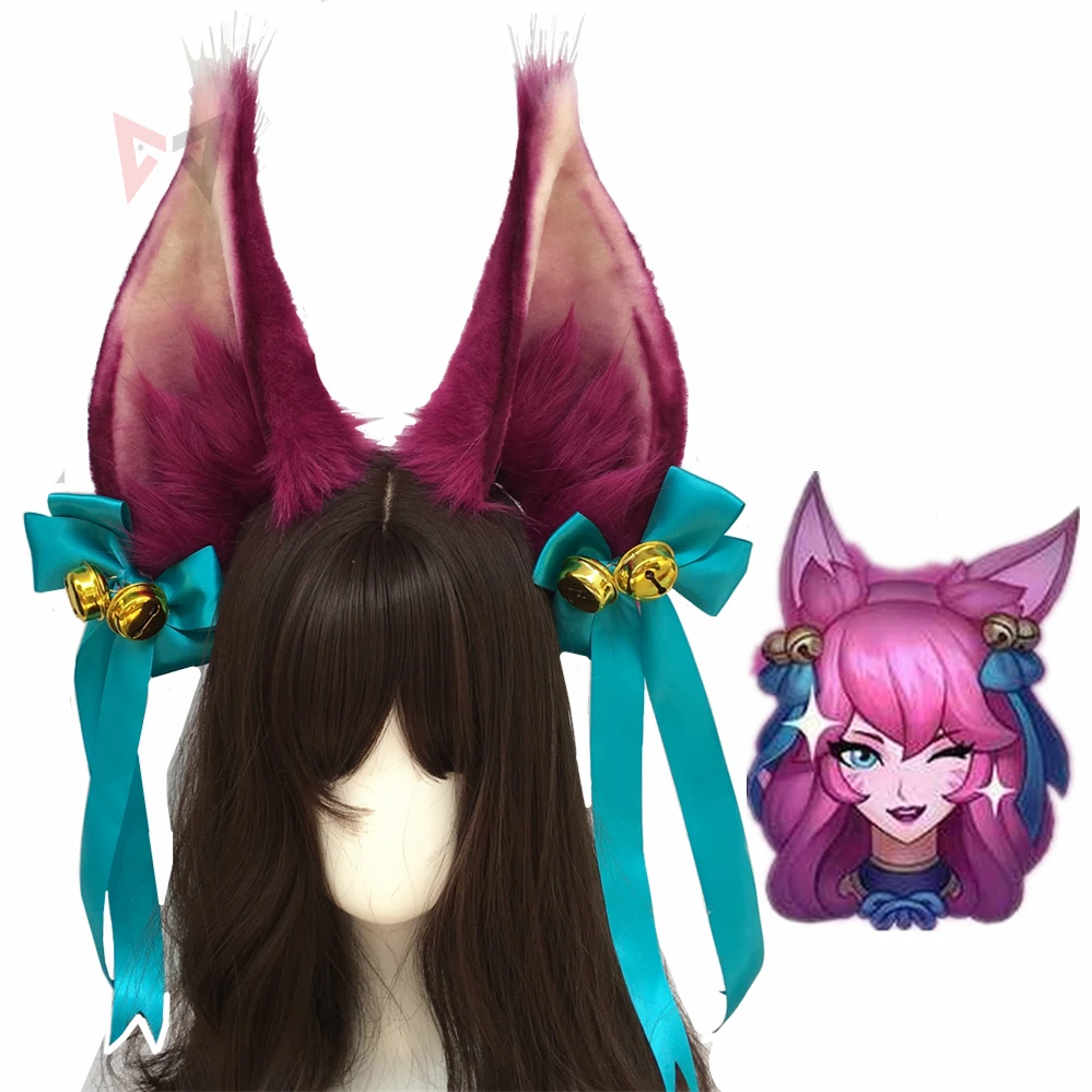 

New Hand Made 2020 New LOL The Nine-Tailed Fox Ahri Cosplay DIY Big Size Ears Hairhoop Hairbands Headwear For Costume