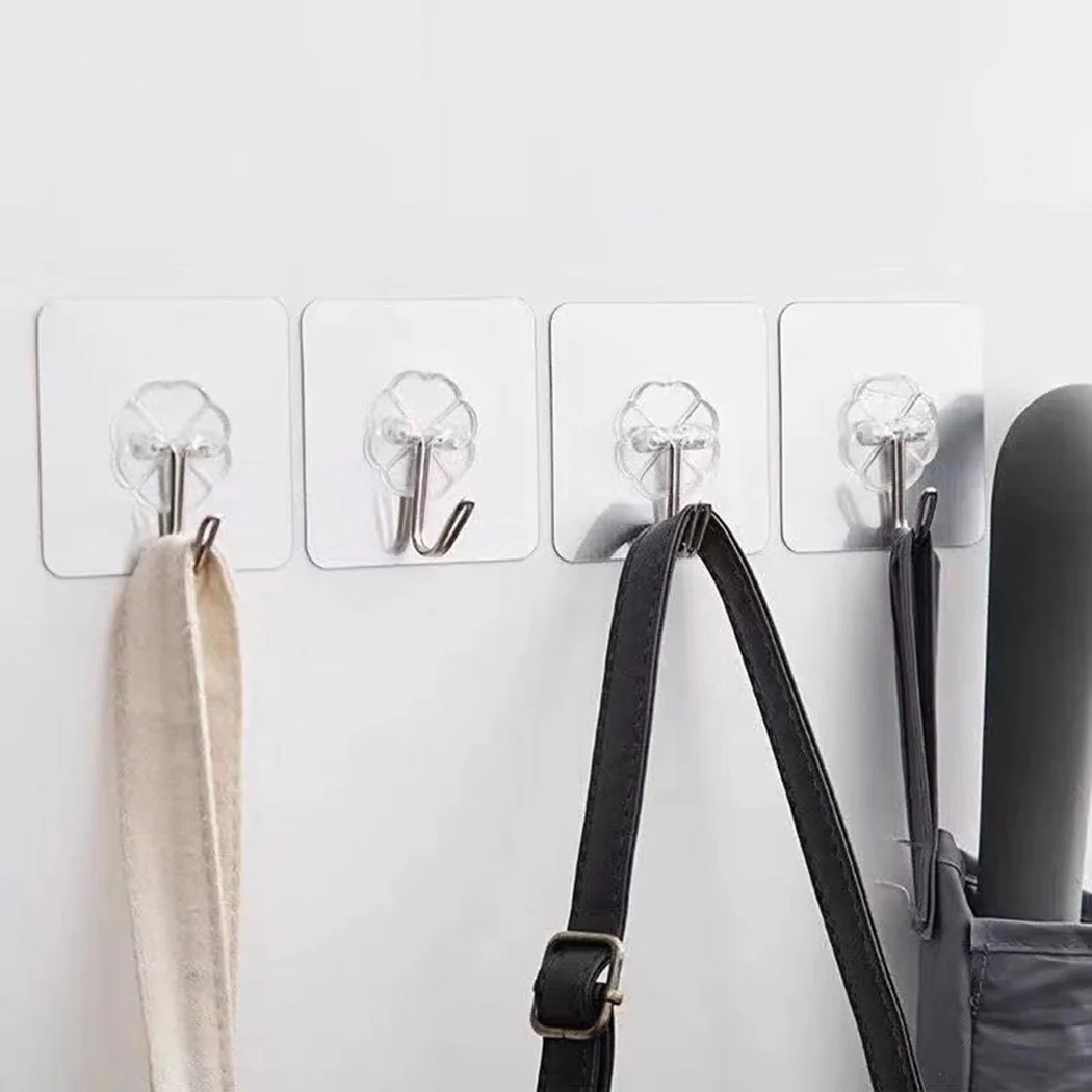 

Transparent Strong Self Adhesive Hooks Punch Free Door Wall Hook Hanger Handbag Clothes Hanger For Kitchen Bathroom