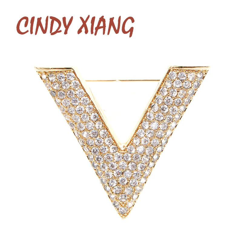CINDY XIANG Новое поступление броши с буквами V для женщин шарф пальто брошь булавка