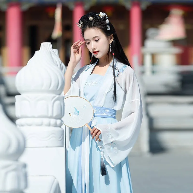 Женское Хлопковое платье hanfu облегающее в китайском стиле с запахом Корейском