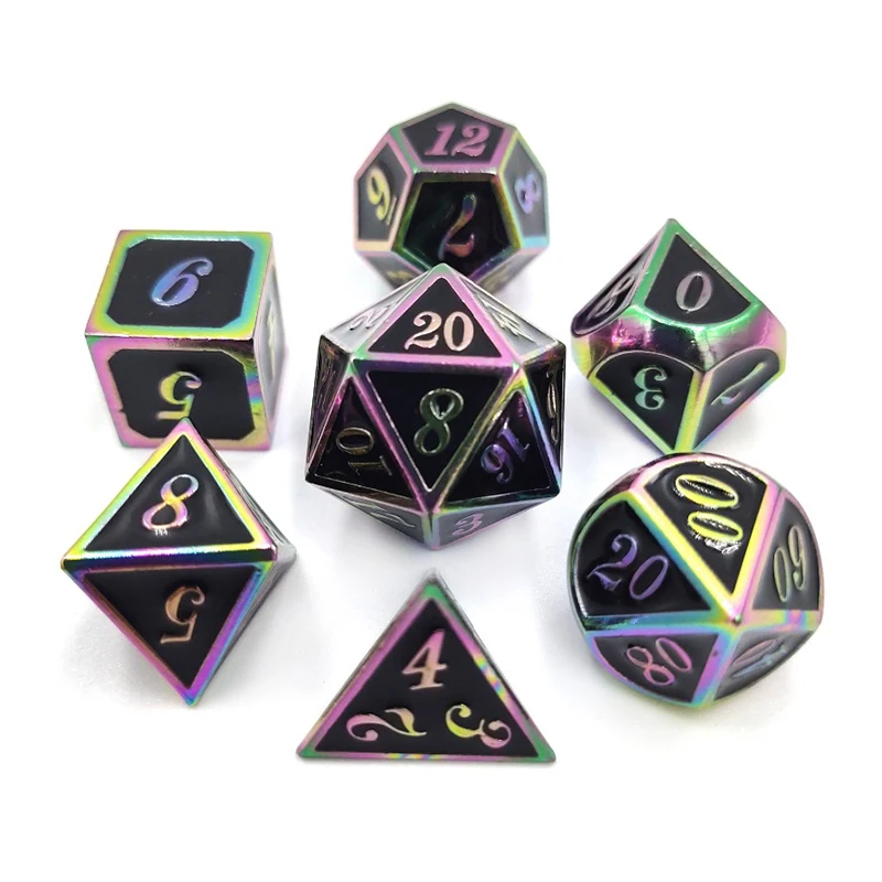 7 шт./лот набор костей DND многоцветные металлические кубики D & D4 D6 D8 D10 D12 D20