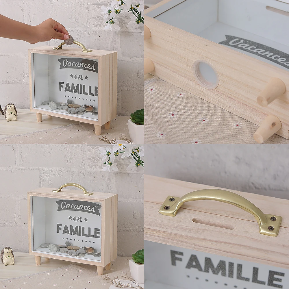 Копилка новинка деревянная копилка для денег прозрачная сохранения/вывода