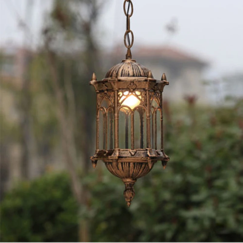 Современный уличный бронзовый фонарь водонепроницаемый подвесной светильник