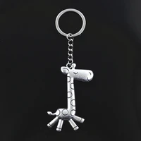 new keychain 66x36mm running giraffe deer bronze silver color pendants diy men car key chain ring holder keyring jewelry gift