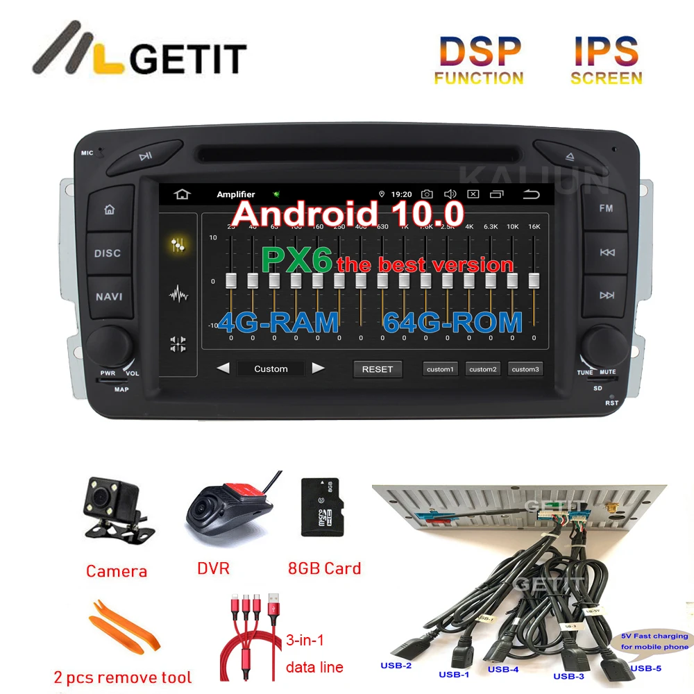 5 USB DSP Android 10 0 автомобильный DVD плеер радио для Mercedes Benz CLK W209 W203 W463 W208 Wifi GPS Bluetooth