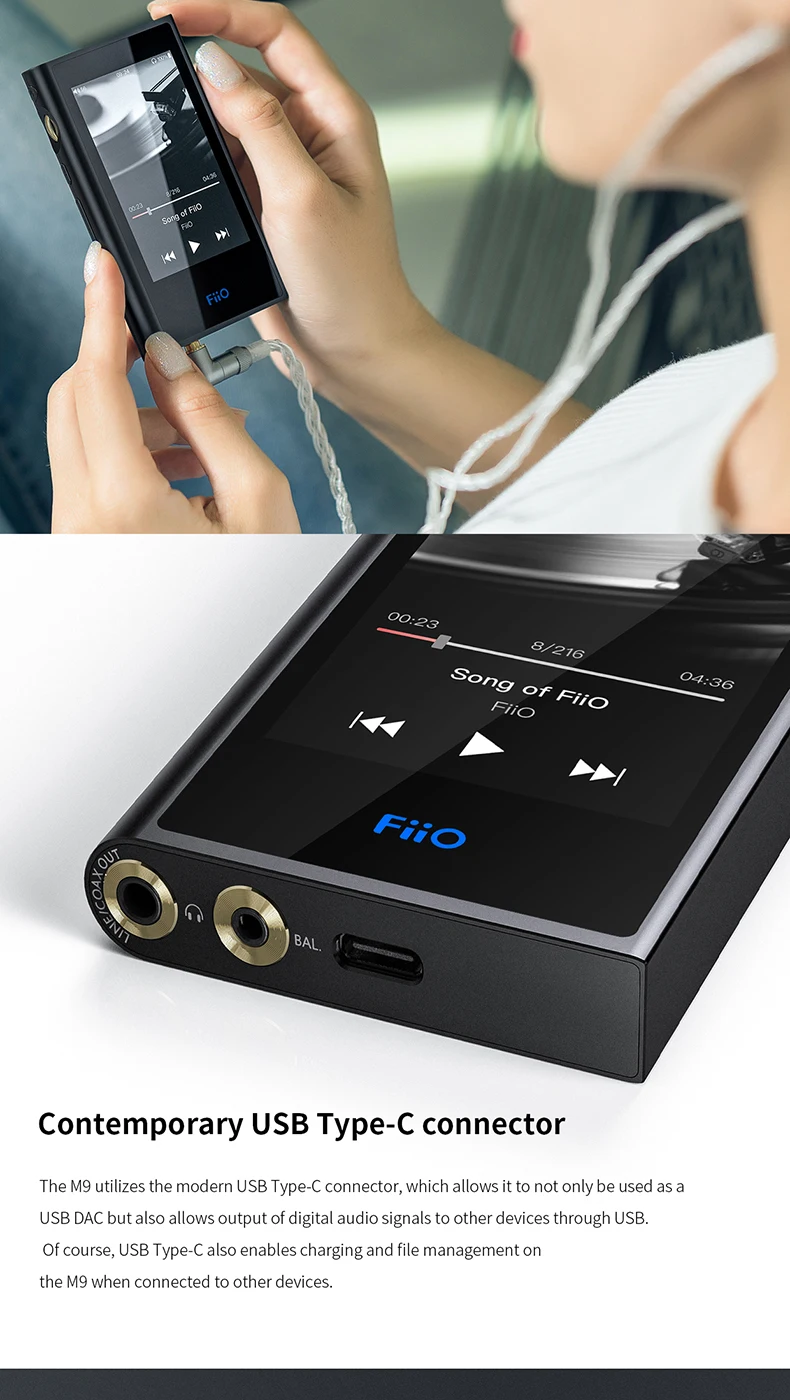 FiiO Android-based M9 HIFI музыкальный MP3-плеер с сбалансированным выходом/поддержкой wifi/Air Play Bluetooth 4,2 aptx-HD/LDAC DSD128 USB DAC
