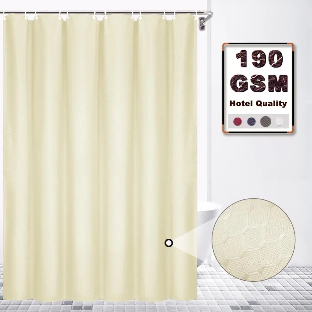 Beige VCVCOO занавеска для душа для отеля, тяжелый вес, жаккардовая занавеска для душа s, водонепроницаемая, без плесени, ткань, занавеска для ванной, сплошной цвет, Curtais - Цвет: Beige