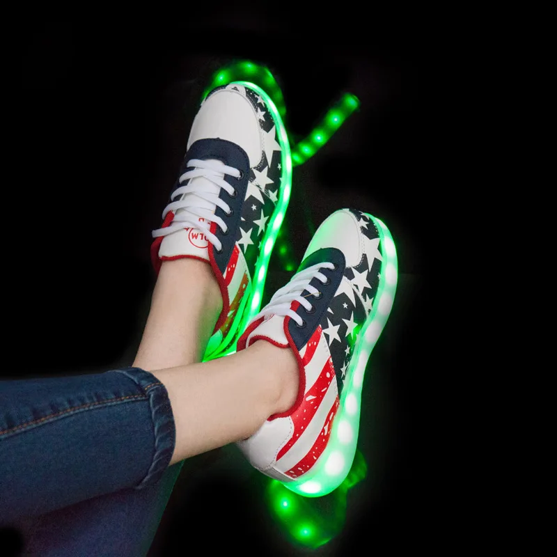 Spring Summer Boys Girls Children Led Shoes for kids & adults Rose Colorful Luminous USB Charging Parent-child casual shoes with | Детская