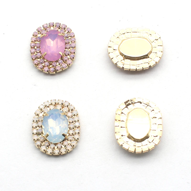 

New 23*28mm Oval Gold Bottom Plane Double Draining Rhinestone Buckle DIY Headwear Accessories Wedding Decoration Accessories