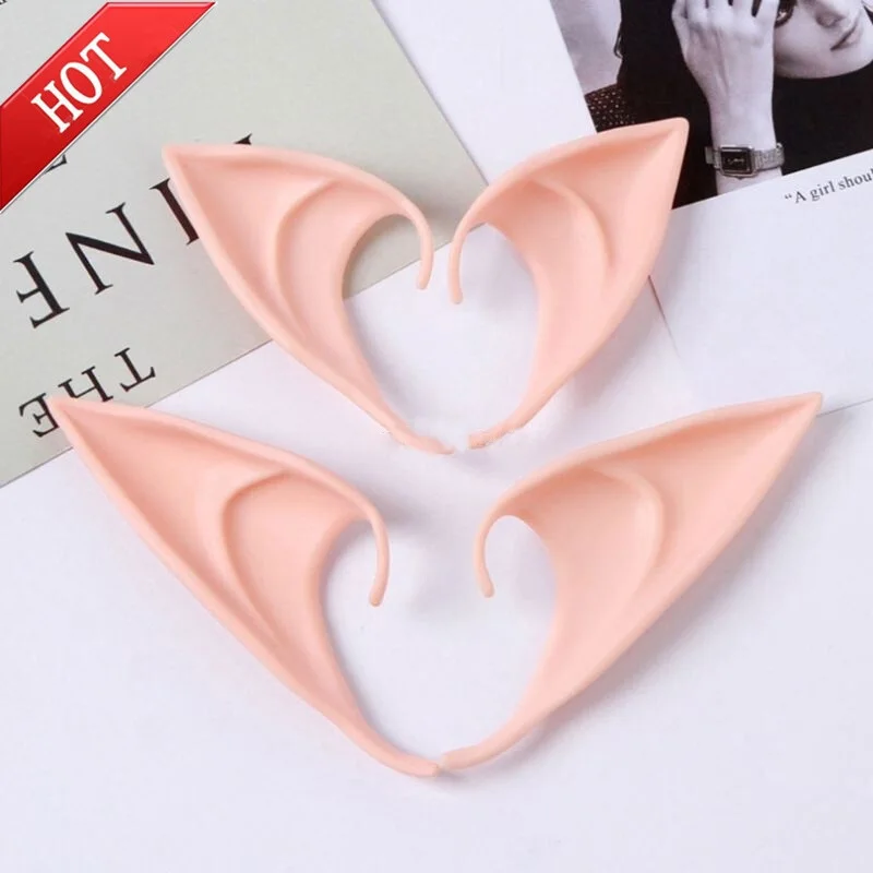 

1 Pair Halloween Party Elven Elf Ears Pointed Anime Fairy Cosplay Costumes Vampire Soft Christmas Party Mask Latex Fake Ear