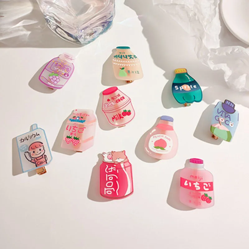 Ful Cartoon Juice Yogurt  Cola Milk Hair Pins Kids Hair Accessories
