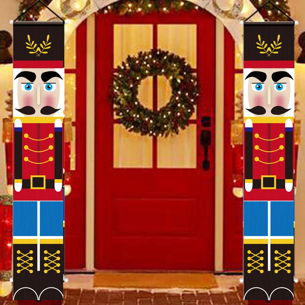 

Christmas Nutcracker Banner Decorations Outdoor Solider Nutcracker Christmas Banner for Front Door Yard Porch Garden Indoor