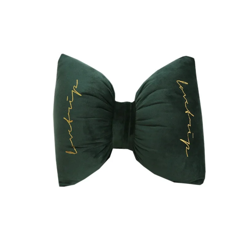 

Car Headrest Neck Pillow Plush Sofa Sofa Pillow Cushion Soft Velvet Bowknot Office Lumbar Pillow Removable and Washable
