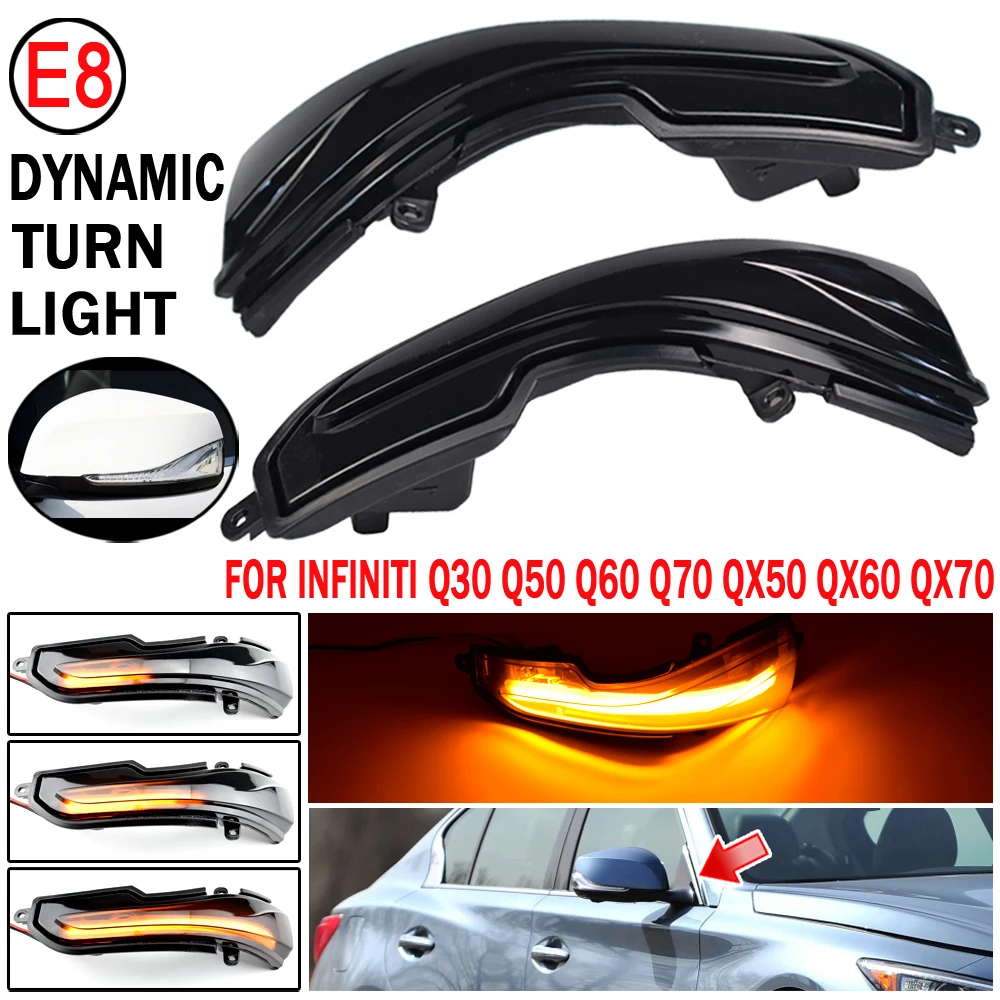 

2pcs Repeater Light LED Dynamic Turn Signal Light Fob For Infiniti Q70 Q70L Q70S Y51 2015 2016 2017 2018