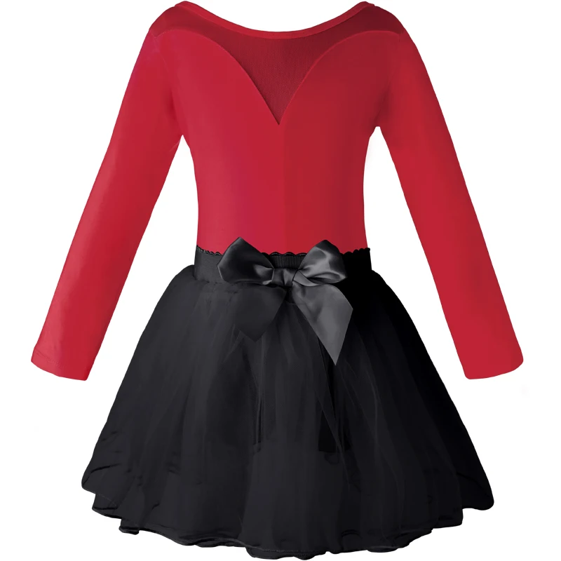 

Long Sleeve Mesh Ballet Dress For Girls Splicing Ballet Dress 2 Pieces Ballet One Piece Dress Polyester Performance Clothing