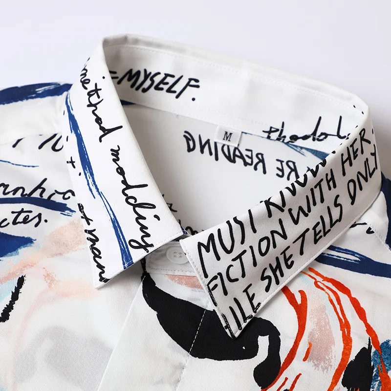 Мужская хлопковая рубашка с длинным рукавом модельная модная дизайнерская