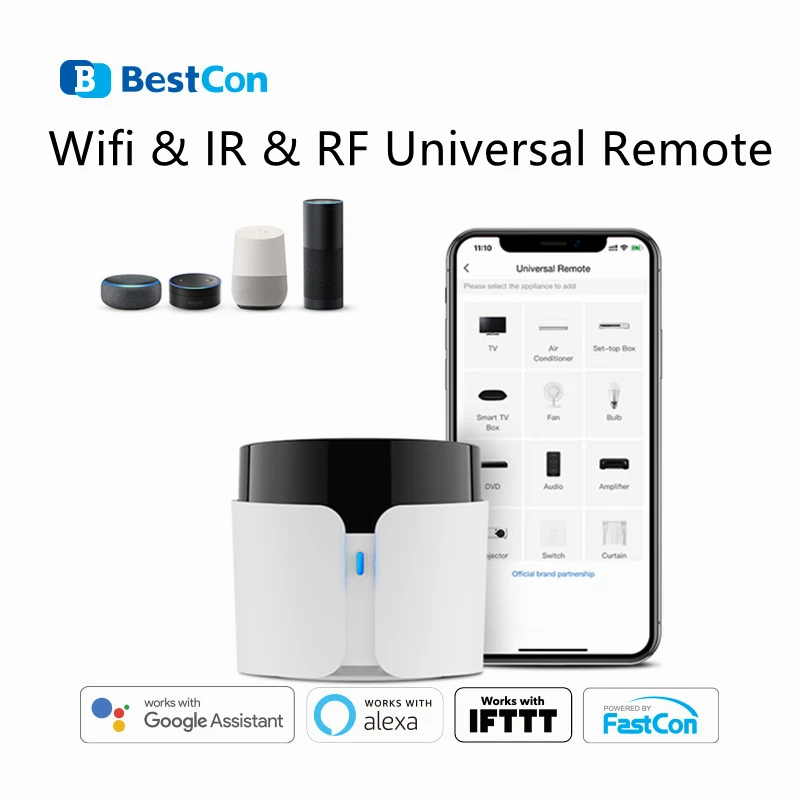 

BroadLink Bestcon RM4C Pro Smart Wifi IR & RF Universal Remote Switch Controller Alexa Google Home Voice Control Domotica System