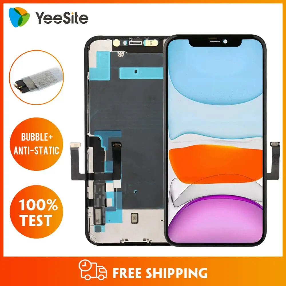 

【2 шт. 】 100% тестирование 6,1 дюйма для iPhone11 A-PPLE дюйма ЖК-экран iPhone11 IP11 дисплей и с цифровым преобразователем экрана 3D кодирующий преобразоват...