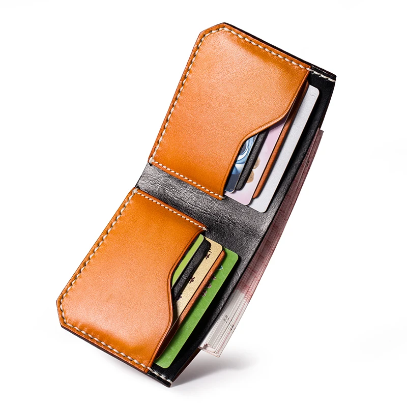 Natural Cowskin Leather Designer Handmade Men Wallet Tanned Retro Fashion Cash Purse Man Holder Luxury Quality Money Clip | Багаж и сумки