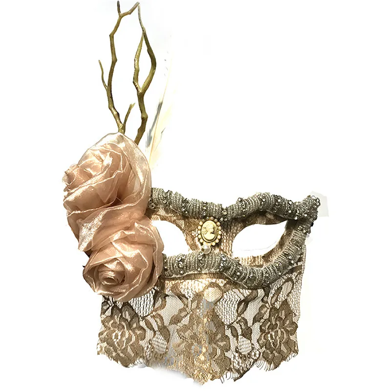 

H3446 Halloween Christmas Mask Women Feather Flower Veil Masks Carnival Party Masquerade Cosplay Elegant Princess Accessories