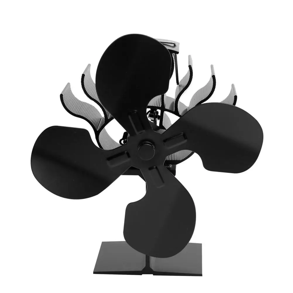 Высококачественный 4 затененный вентилятор с тепловым питанием черный камин