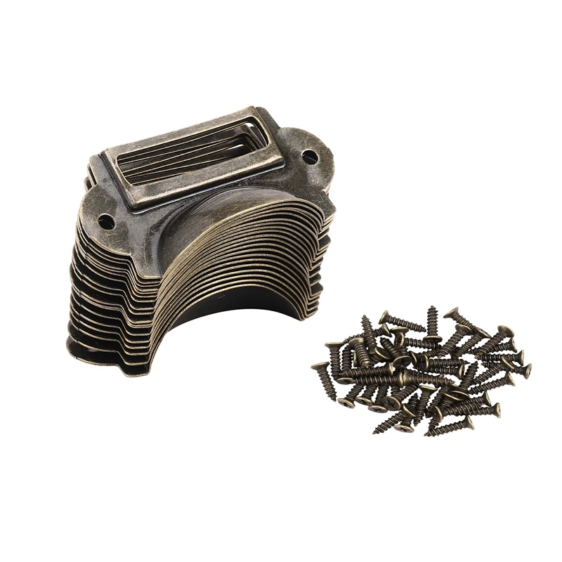 

20PCS File Name Card File Cabinet Handles Label Holder Antique Bronze Drawer Label Pull Cabinet Frame Handle File Name