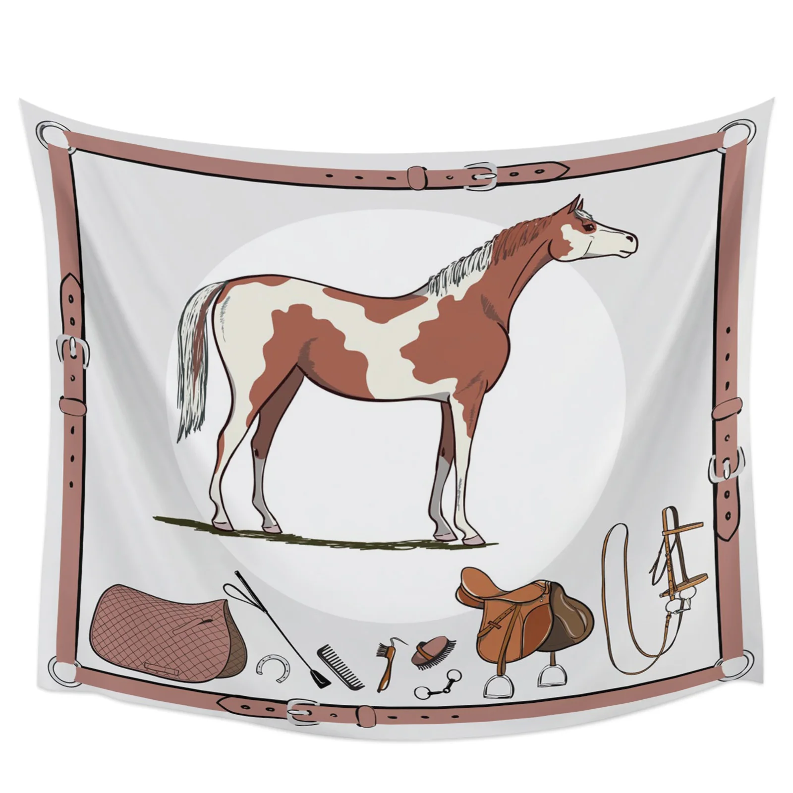 

Животное Лошадь Седло кожаный ремень стены гобелены домашний Декор стены гобелен для спальни стене висит йога коврик для пикника