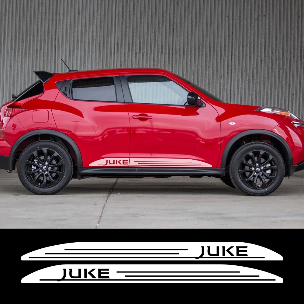 

2 шт. двери автомобиля юбка наклейки для Nissan JUKE NISMO обе стороны гонки Водонепроницаемый Авто кузова Стайлинг автомобиля аксессуары