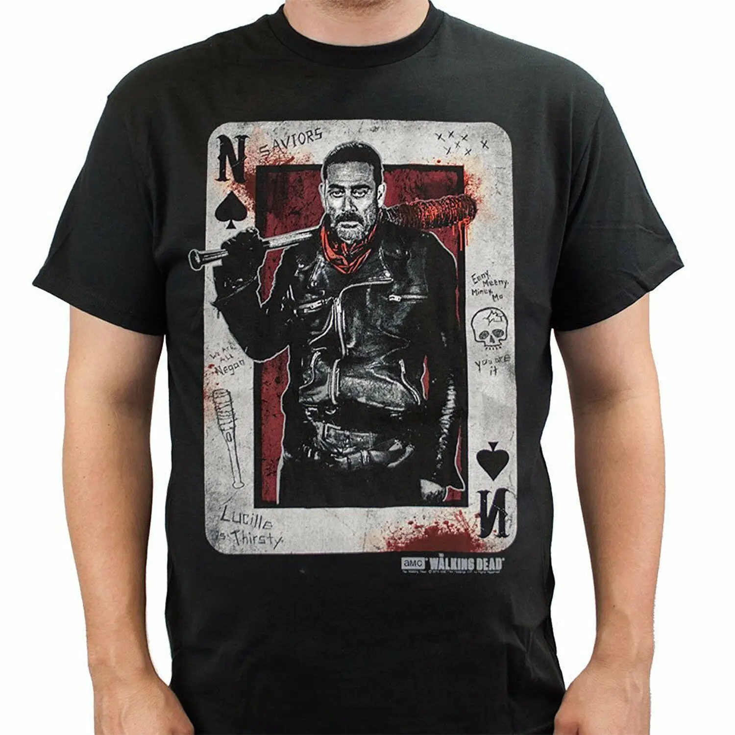 Authentic THE WALKING DEAD Negan Playing Card T-Shirt S-3XL New | Мужская одежда