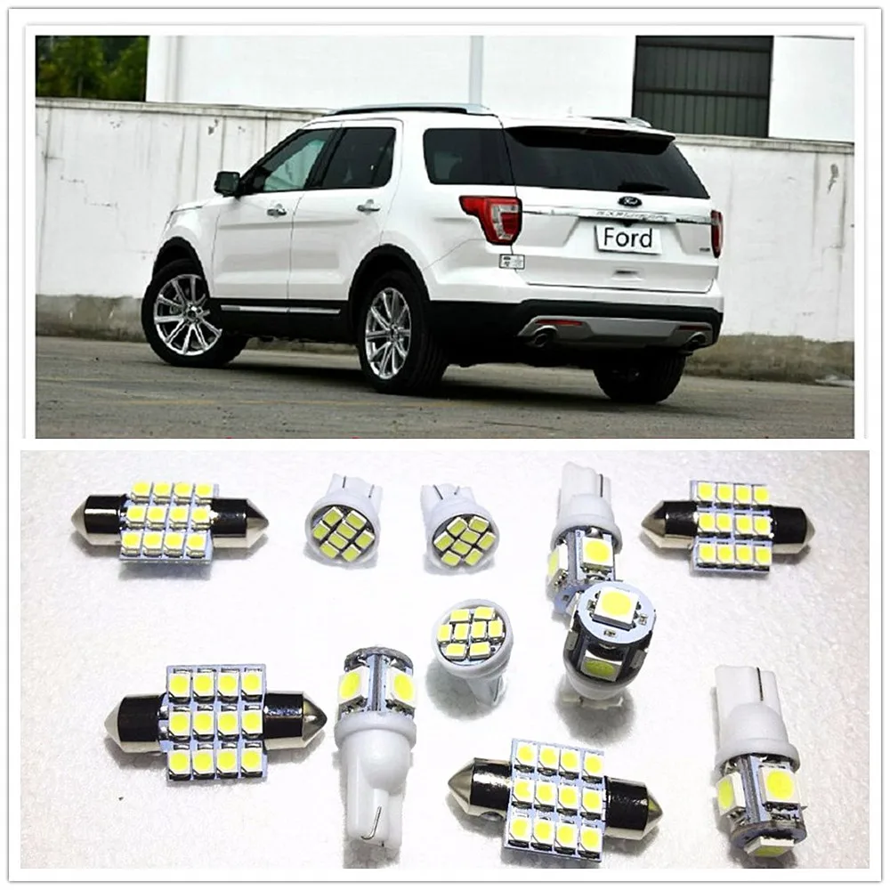 11 комплектов белых светодиодных ламп посылка Карта Купол для Ford Explorer просторный
