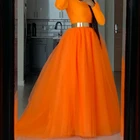 Юбка-пачка Женская длинная, модная эластичная пятислойная юбка из фатина, для невесты, вечерняя юбка для выпусквечерние вечера, на заказ, в пол, оранжевая