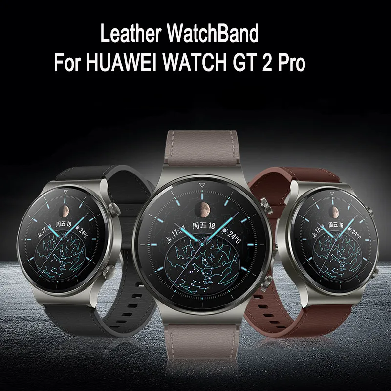 22mm Leather Original Watchband For HUAWEI Watch GT 2 46mm High-quality Strap For Huawei GT2 Pro GT2E  Replace Bracelet GT Band