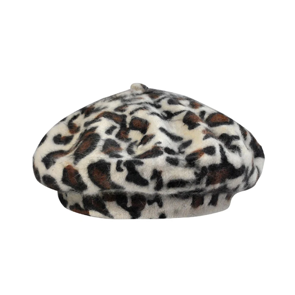 Женский Стильный Леопардовый принт шерсть мягкий удобный теплый зимний берет шапка BDHAT0055