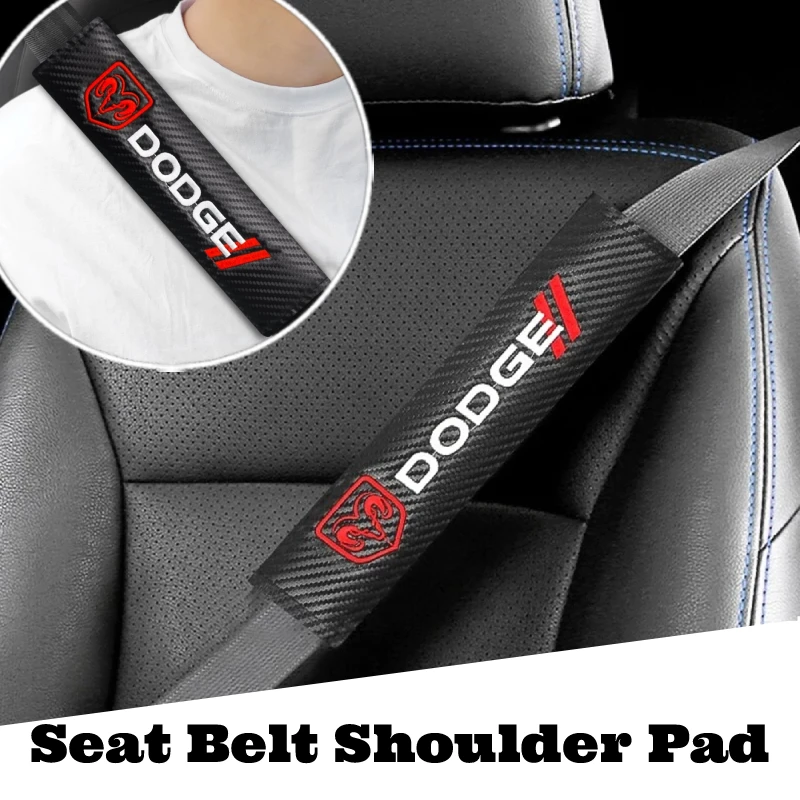 

Soft Car Interior Embroidery Seat Safety Belt Shoulder Covers Pads For Dodge Challenger RAM 1500 Charger Avenger Caliber
