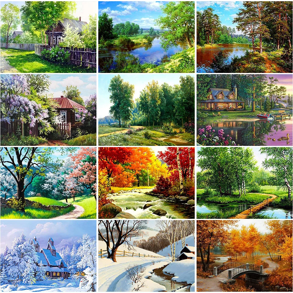 

5D Diy Diamond Painting Landscape Cross Stitch Kit Full Drill Square Embroidery Scenery Mosaic Art Pictures of Rhinestones Decor