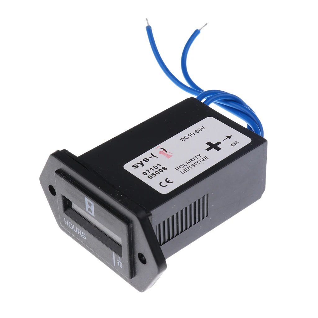DC/AC 10-80V Quartz Hour Meter Hourmeter Wire for Car Boat Truck Engine