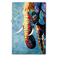 children room decorative picture elephant oil painting palette knife style abstract animal paintings canvas wall art hot sell