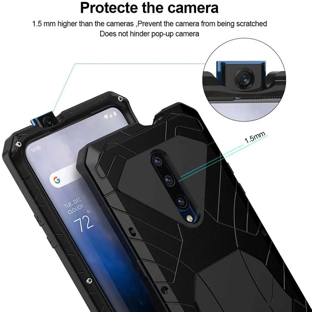

Case for Oneplus 7 Pro Armor Aluminum Alloy Metal Cover Silicone Bumper Military Shockproof Heavy Duty Cases for Oneplus 7 Pro
