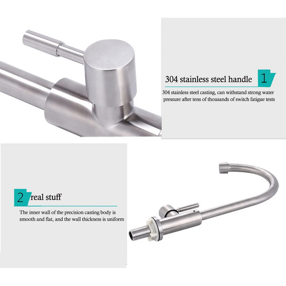 

Single Cold Kitchen Faucet Decorative 304 Stainless Steel Multi-layer Filter Durable Faucets Set Kitchen Bathroom Water Tap