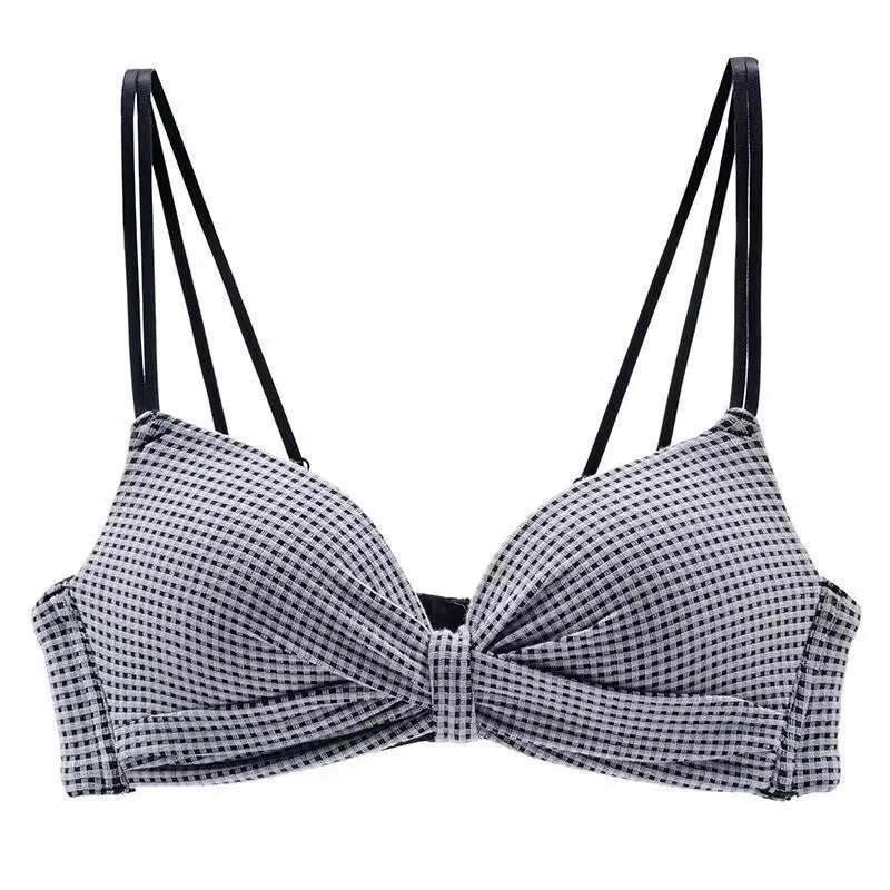 

SVOKOR Sweet Plaid Bralette Girly Female Bra Push Up Wireless Japanese Lingerie Cute Beauty Back Underwear