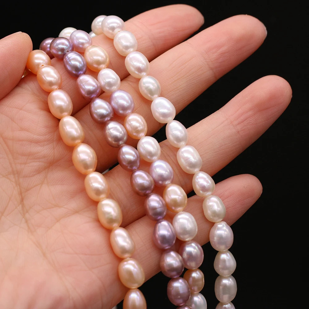 

Жемчужные бусины в форме риса, 7-8 мм, 36 см