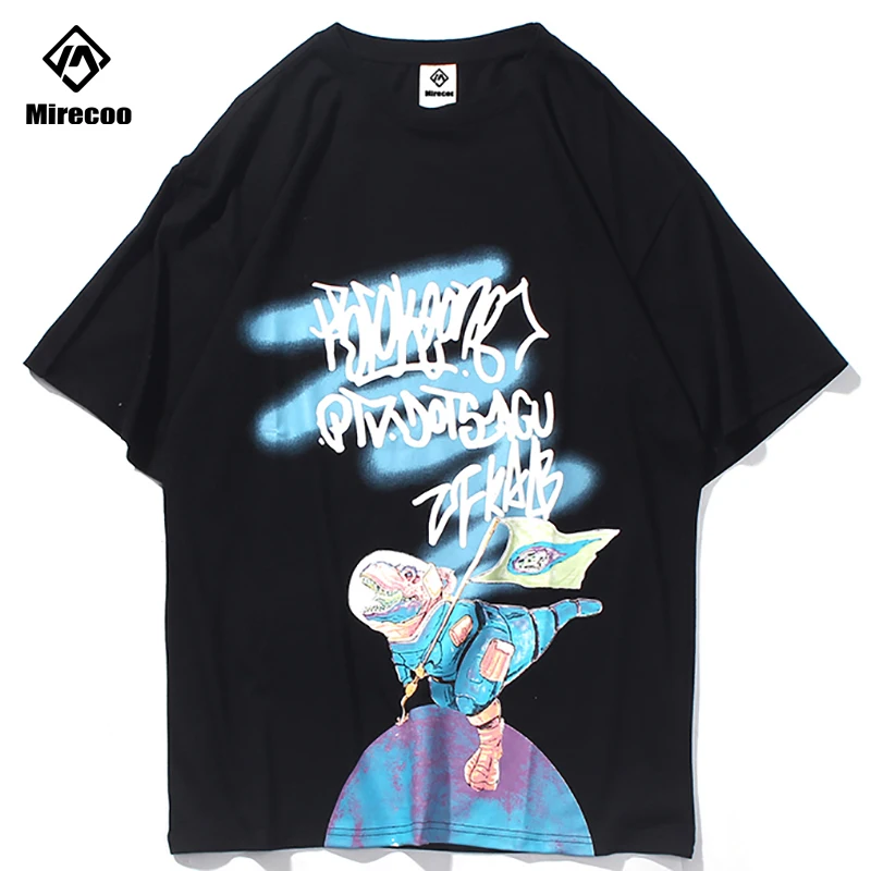 Забавная Футболка мужская хип хоп с принтом динозавра 2020 уличная одежда футболка