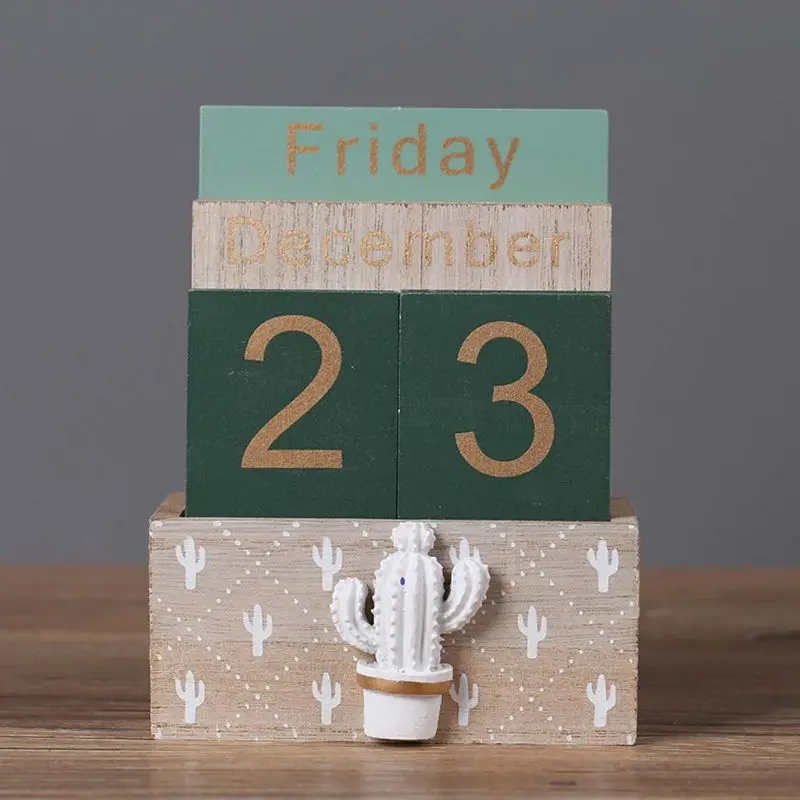 Винтажный деревянный вечный календарь блочный планировщик реквизит для