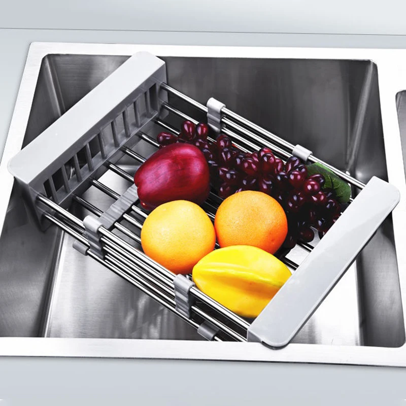 

Foldable Dish Drying Rack Multi-Use Silicone Drainer Over Sink Fruit Vegetable Meat Organizer Tray Drainer Kitchen Accessories