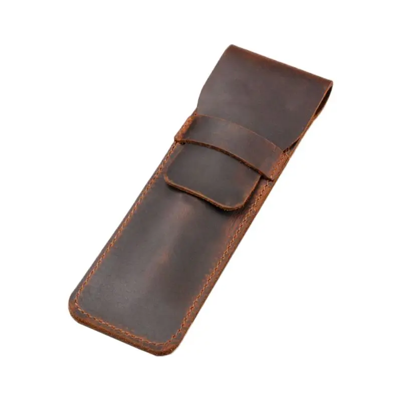 

Leather Leather Pen Holder Brown Fountain Pen Pouch Pencil Holder Handmade Ballpoint Pen Protective Sleeve Cover For Office