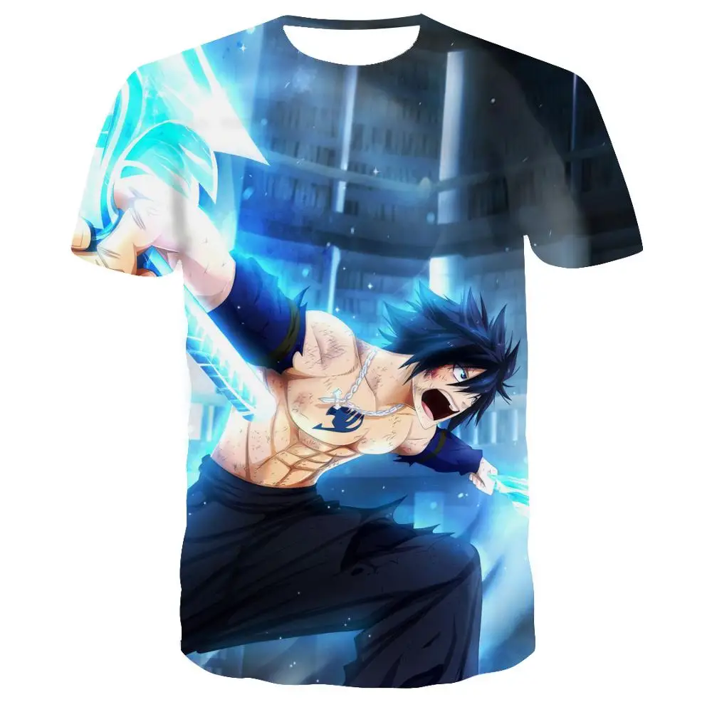 Мужская футболка с хвостом из аниме летние модные футболки коротким рукавом