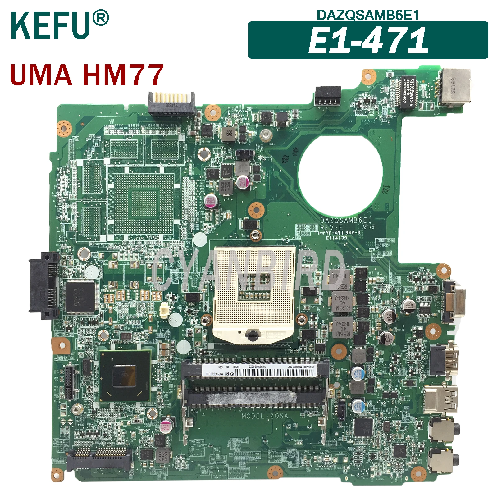 

KEFU DAZQSAMB6E1 original mainboard for Acer Aspire E1-471 E1-471G E1-431 UMA with HM77 Laptop motherboard