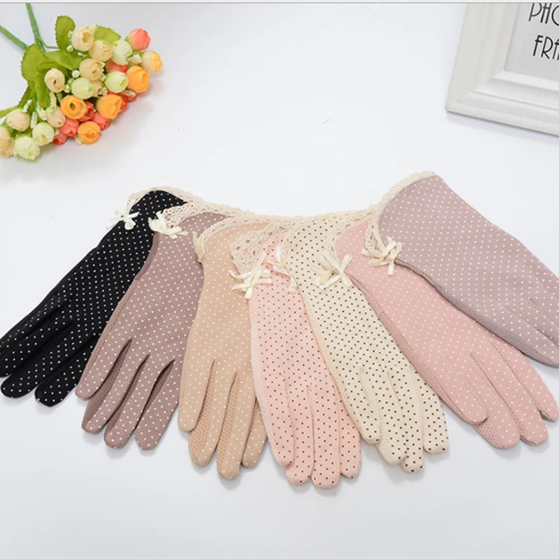 

1Pair New Women's Driving Slip-resistant Sunscreen Cotton Golves Fashion Summer/Autumn Female Sun Protection Non-slip Glove