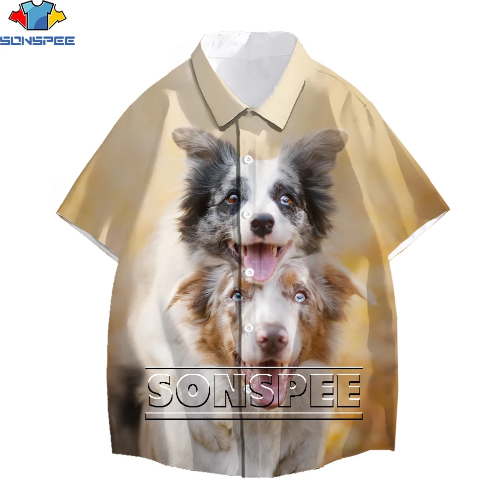 

SONSPEE 3D print high definition cute dog border collie men and women shirt summer street casual T-shirt loose oversized tops